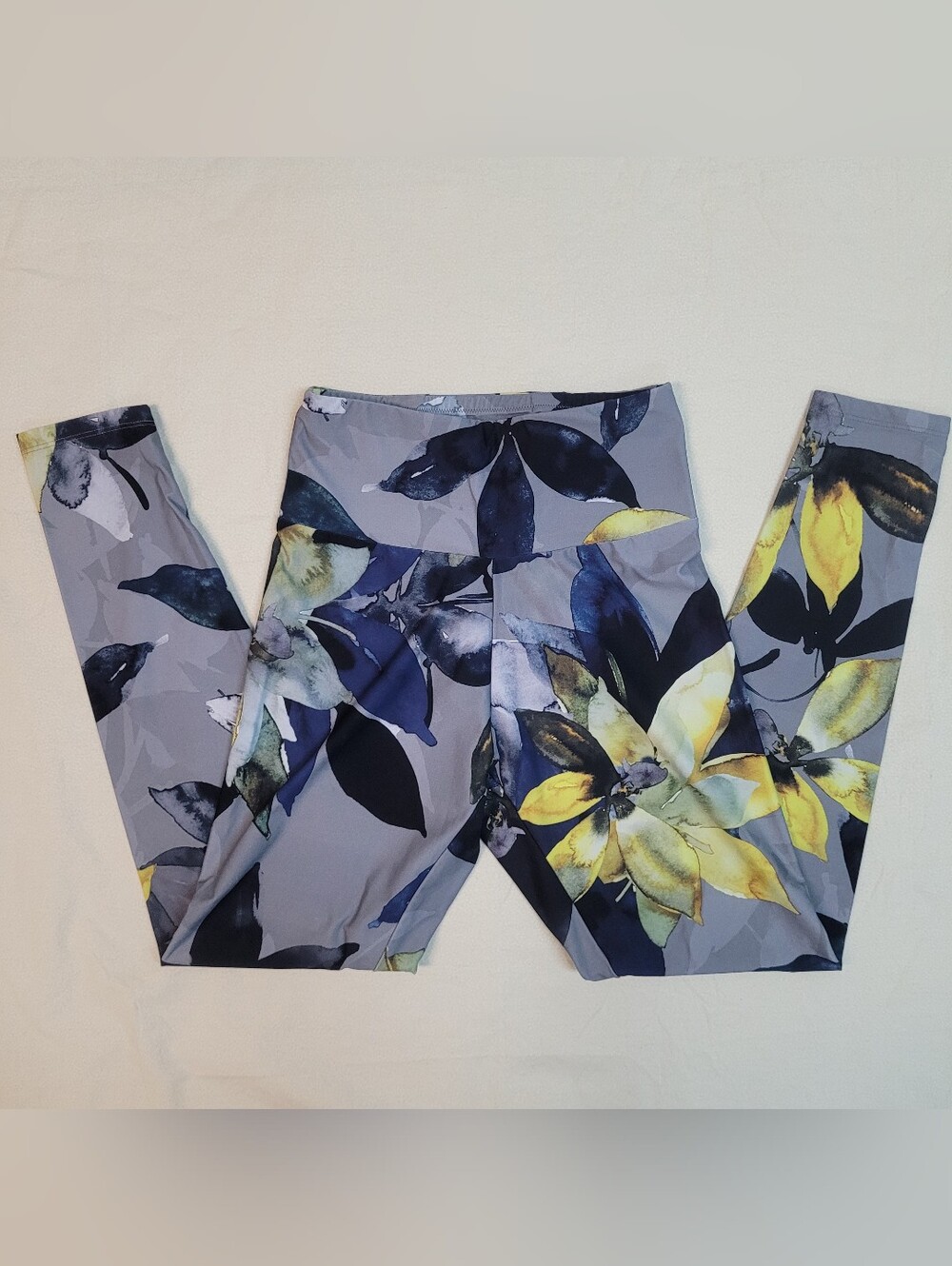 Oysho Women’s S Floral Print Leggings - Gray/Blue Activewear Loungewear Everyday